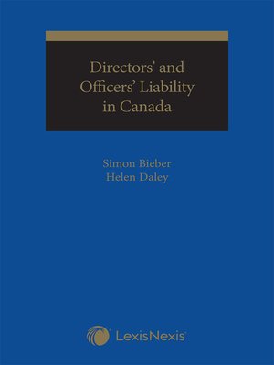 cover image of Directors' and Officers' Liability in Canada
